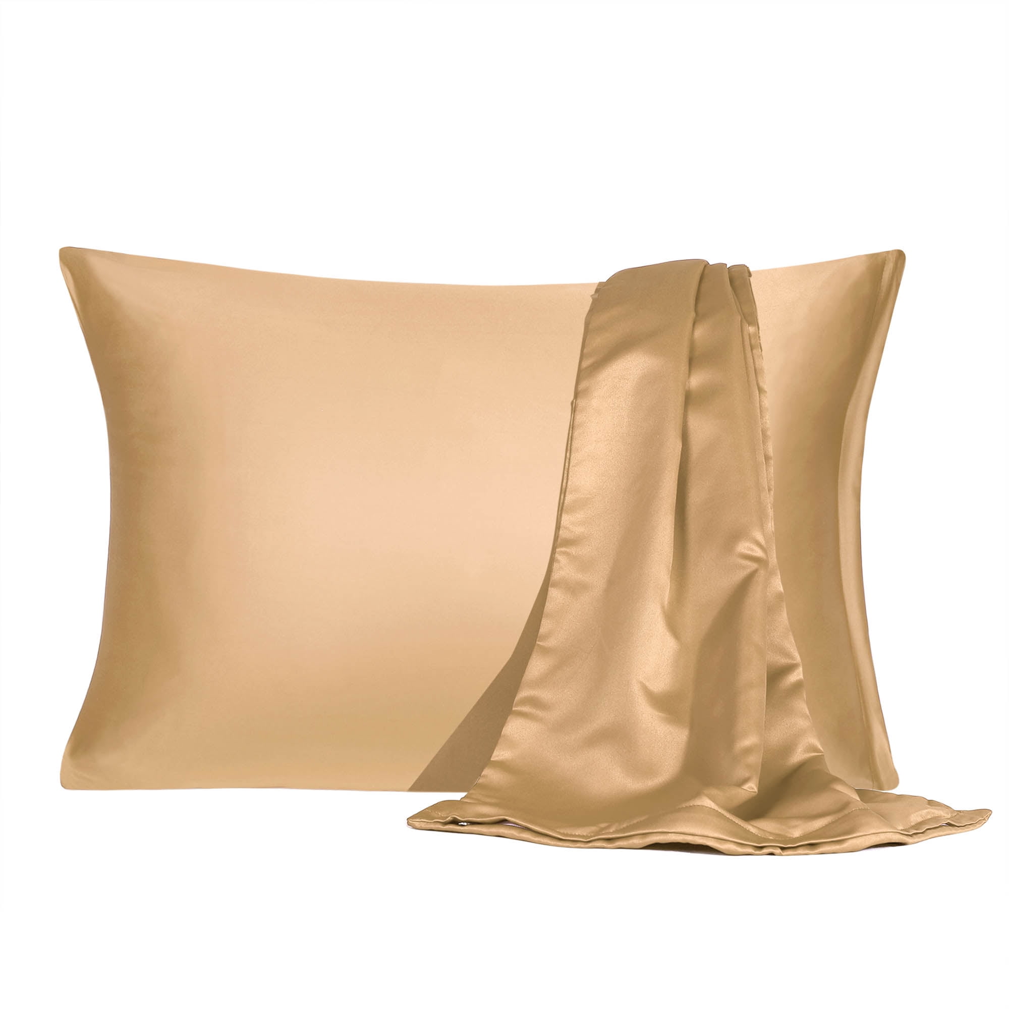 Satin Pillowcase with Zipper Travel Size Set of 2 Silky Sateen Pillow