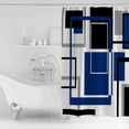 thumbnail image 4 of 72x78 Inch Shower Curtain Blue Black Geometric Bathroom Decor Waterproof Fabric Bathtub Bath Curtains Decorative Modern Minimalist Abstract Stripes Extra Long Shower Curtain Set with Hooks, 4 of 6