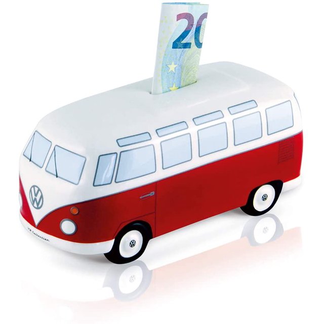 BRISA VW Collection - Volkswagen Savings Bank Piggy Bank Money Coin Box in T1 Bus Samba Design (Classic Bus/Red)