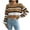 FY1-Khaki, variant on Striped Sweater Women Trendy Long Sleeve Crew Neck Navel Exposed Crop Top Knitted Pullover Sweater Loose Fit Fall Sweaters Jumpers Tops