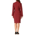 thumbnail image 3 of INSPIRE CHIC Women's Skirt Sets Collarless Suit Blazer and Pencil Skirts 2 Piece Chic Outfits XL Burgundy, 3 of 6