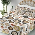 thumbnail image 3 of Ambesonne Human Emoji Fitted & Top Sheet Set with Shams, People Characters Art, White Beige Multicolor, 3 of 5