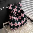 thumbnail image 1 of Bolsos Con Asa Superior Bolsos con asa superior para mujer, bolso de muñeca de punto con contraste de color de flores para viajes (negro) Sywqhk Para Estrenar, 1 of 8