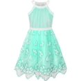 thumbnail image 1 of Girls Dress Turquoise Butterfly Embroidered Halter Dress Party 8 Years, 1 of 7