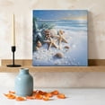 thumbnail image 3 of Ships Next Day Canvas Wall Art 10"x10",Christmas Beach Wood Framed Canvas Print Painting,Blue Shell Starfish Conch Pine Cone Snow Ready to Hang Small Picture Wall Decor for Kitchen Nursery Office, 3 of 9