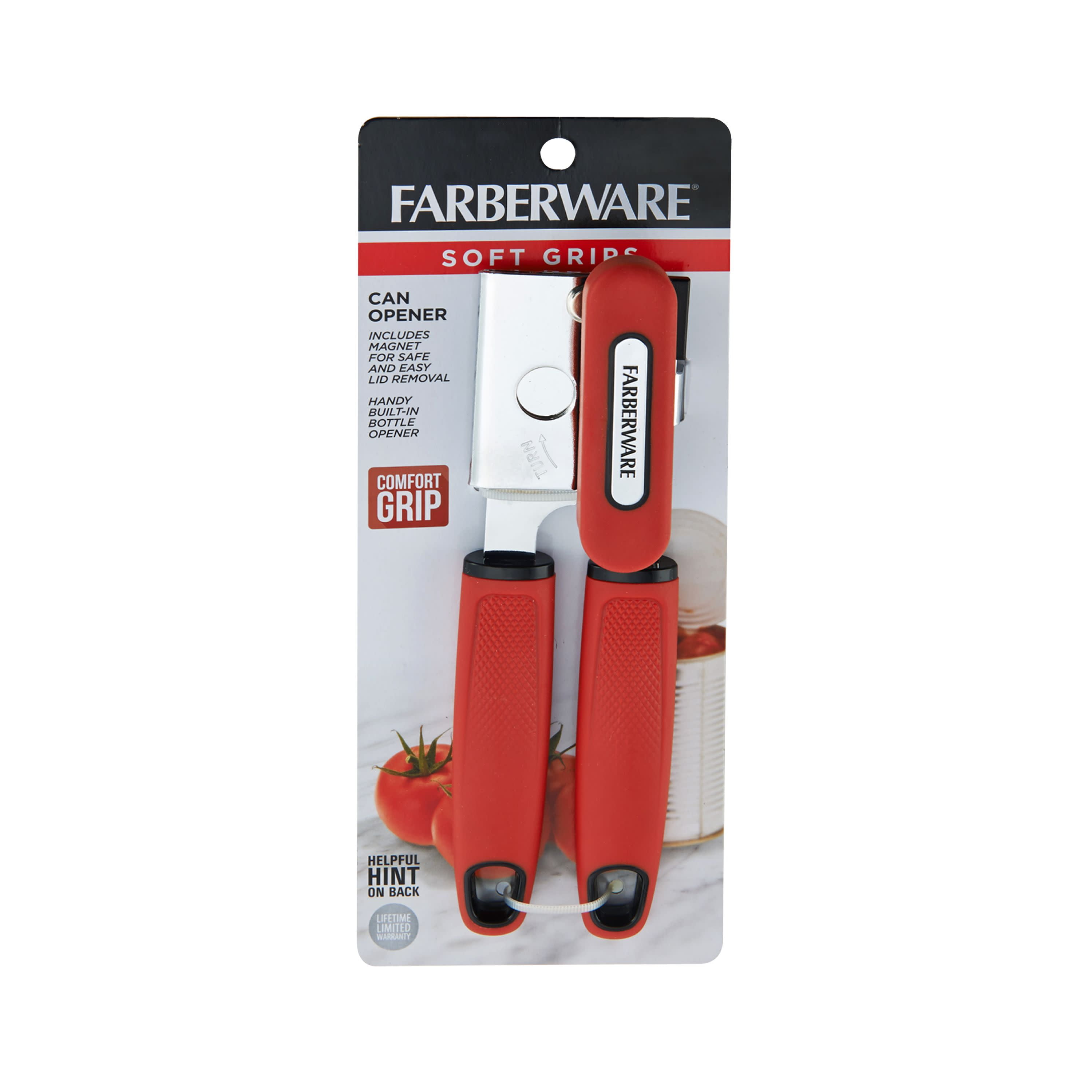 Farberware Can Opener Manual Stainless Steel Blade, Red