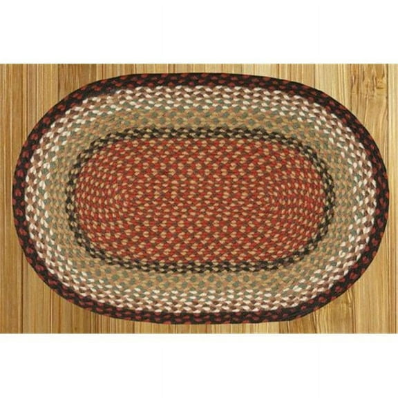 Earth Rugs C-19 Burgundy / Mustard Oval Braided Rug 20" x 30"