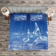 thumbnail image 3 of Ambesonne Ocean Quilted Bedspread Set 3 Pcs, Music Nautical Melody, King Size, Blue, 3 of 3