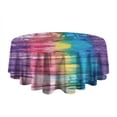 thumbnail image 5 of Colorful Tie Dye Pattern Round Tablecloth 60"x60",Wrinkle Wipeable Table Cloth for Kitchen Dining Room Picnic Patio Party, 5 of 6
