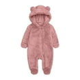 thumbnail image 5 of boobe Newborn Infant Baby Boys Girls Snowsuit Winter Coat Solid Bear Warm Fleece Hooded Footed Romper Jumpsuit Outfits, 5 of 5