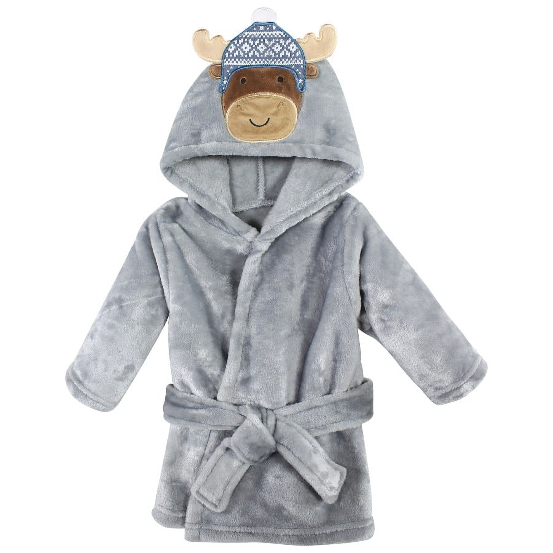 Hudson Baby Infant Boy Plush Bathrobe and Toy Set, Winter Moose, One Size