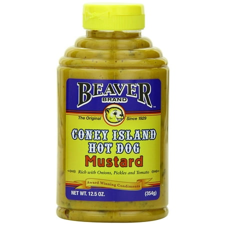 6 PACKS : Beaver Brand Coney Island Hot Dog Mustard, 12.5-Ounce Squeezable