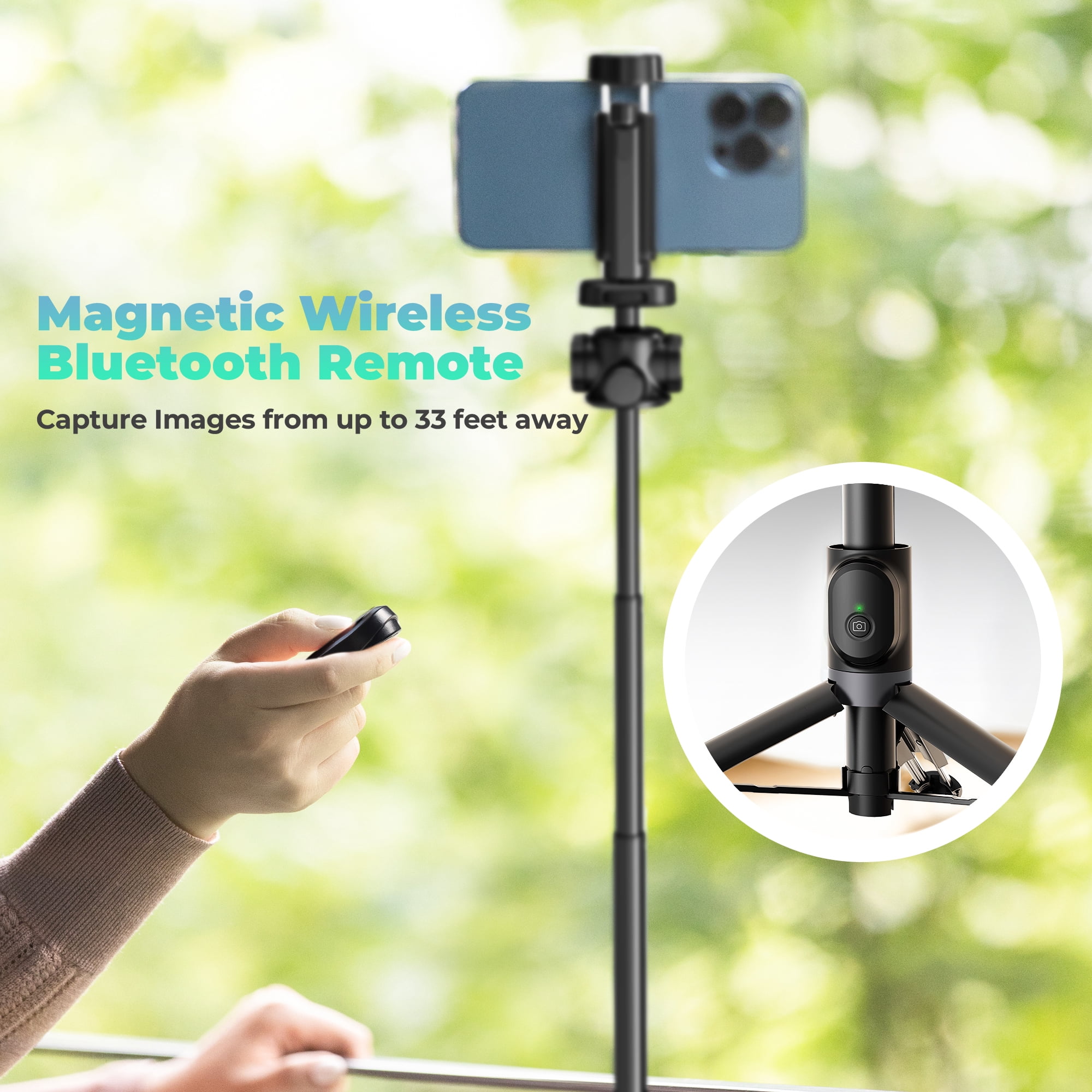 KraftGeek Vlogging Tripod for Phone & Camera & Pocket 3, 60‘’ Tripod Selfie Stick with Remote, 3 Cold Shoe Mounts for Light & Microphone (Not Included) - Black