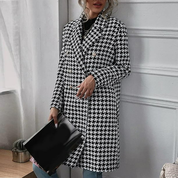 ICHUANYI Clearance Womens And Winter Lapel Woolen Cloth Coat Trench Jacket Long Overcoat Outwear(Black, XXL) ICHUANYI WER2023081112433