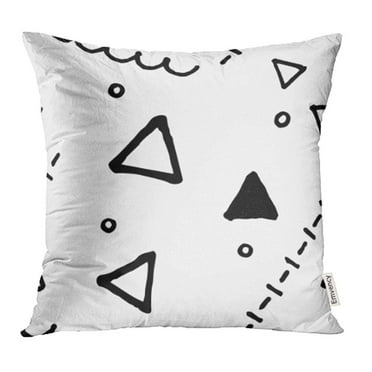 USART Black White Doodle Chaotic Scribbled Abstract Handdrawn Memphis Hipster Pillowcase Cushion Cases 20x20 inch