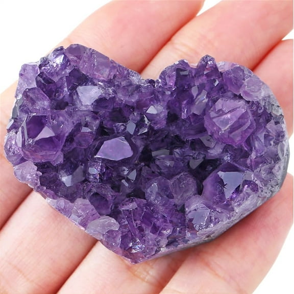 Topboutique Amethyst Crystals,Heart Crystal Stone,Healing Gemstones,Heart Love Specimen Stone,Decorative Amethyst Crystal Cluster Geode,Purple Stones Crystal Decor,Collection and Jewelry Making