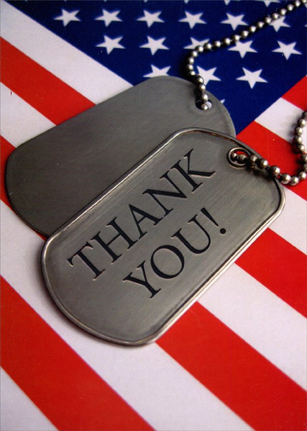 Designer Greetings Dog Tags and American Flag Patriotic