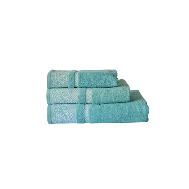3-Pack Bath Towel Set 100% Cotton Bathroom Towels Absorbent Quick-Dry Plush  Bath Towels, Mint