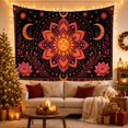 thumbnail image 3 of Sun Face Within Layered Lotus Mandala, Peaceful Boho for Meditation Enthusiasts, Celestial Wall Art, New Home Gift, Tapestry Wall Hanging for Yoga Room and Bedroom, 3 of 7