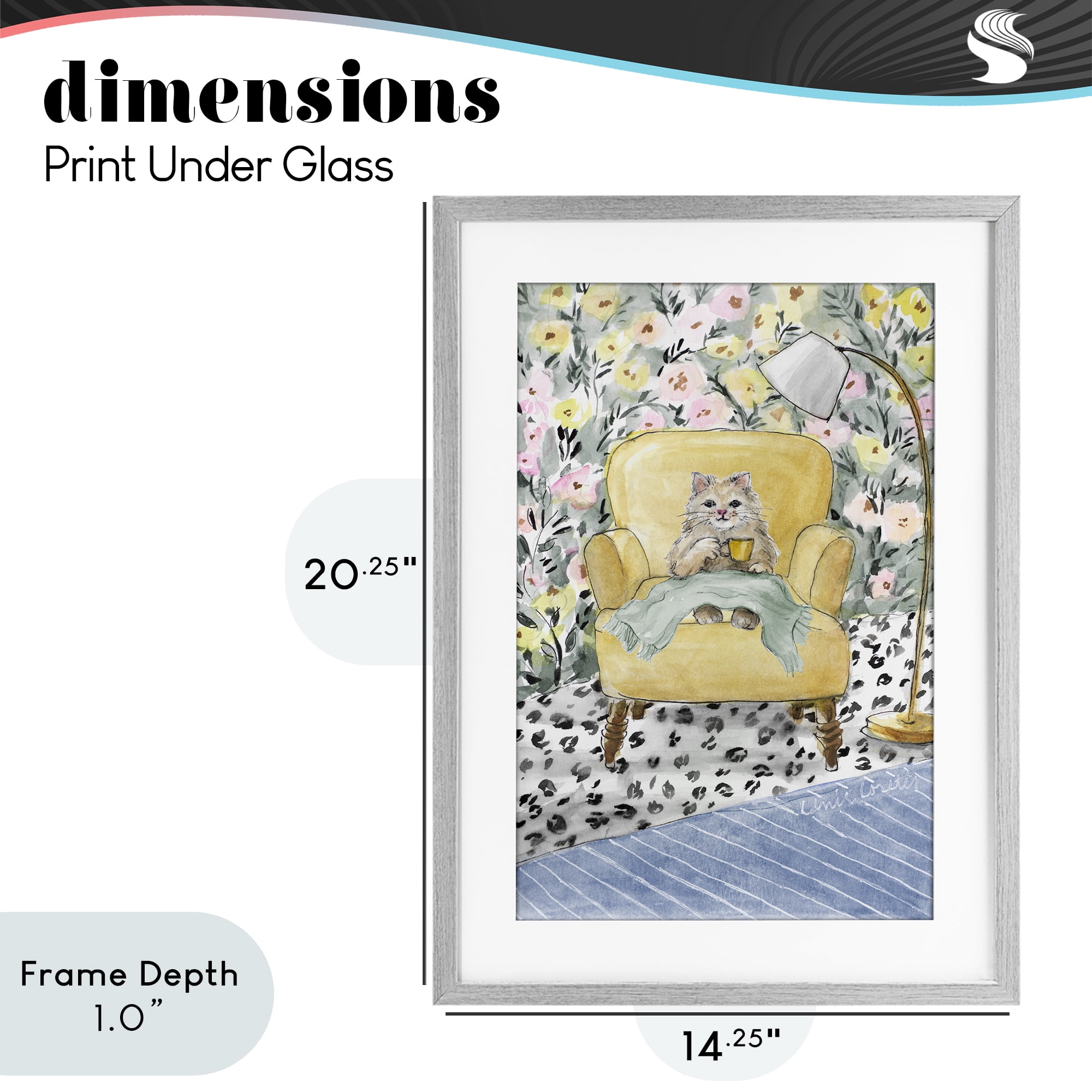 Stupell Industries Cozy Cat Corner Gray Framed Print Under Glass, design by Lanie Loreth