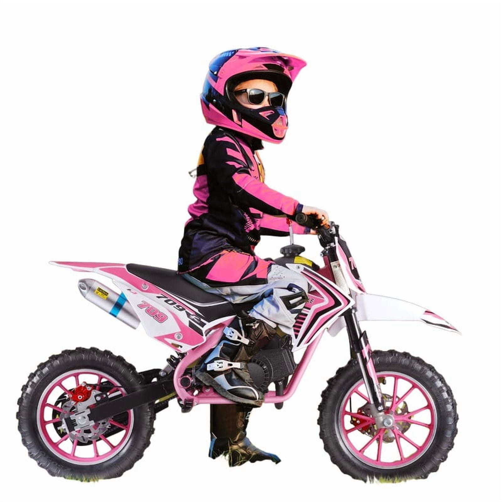 Seipouy 49cc High Power Kids Dirt Bike, 2-Stroke Mini Motorcycle Gas Powered Trail Bike - Mini Dirt Bikes with Hydraulic Shock Absorbers 220LBS Capacity 12-18 Miles Range 30KM/H