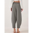 thumbnail image 5 of Women'S Summer High Waisted Baggy Pants Casual Ankle Length Trouser Slacks with Pockets Grey L, 5 of 6