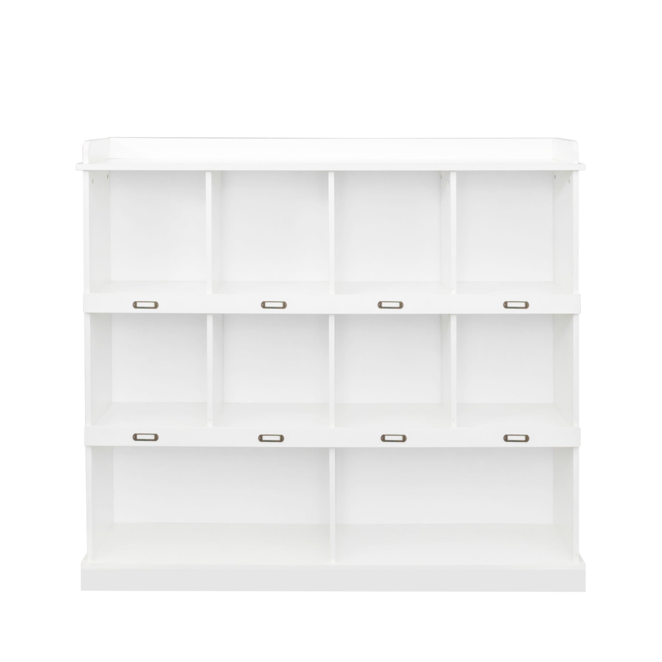 Noble House Aven 53" Modern 10-Shelf Bookcase, Melamine Wooden Base, Label-Ready Cubbies, Contemporary Bookshelf, White