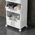 thumbnail image 5 of 4-Tier Rolling Storage Cart with Wheels, Mobile Kitchen Cart with Push Handle and Baskets, Large Capacity Utility Cart for Bathroom Laundry Room, 5 of 7