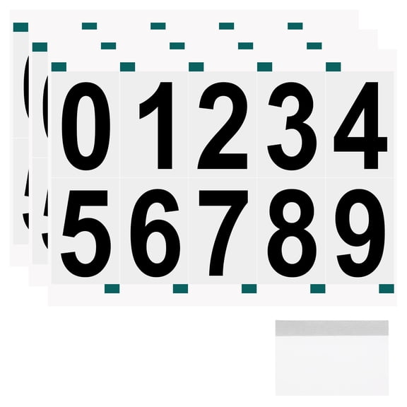 Uxcell 3 Sheets/30 Pack Reflective Mailbox Numbers for Outside, 4 Inch 0-9 Vinyl Self-Adhesive Numbers Stickers Waterproof House Sticker with Scraper for Signs Doors Address, Black