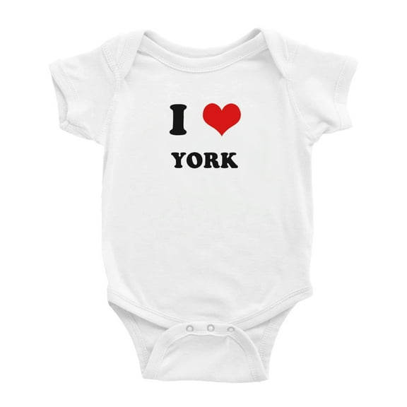 I Heart York Love Funny Cute Baby Rompers Baby Clothes (White, 12-18 Months)