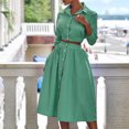thumbnail image 4 of Conjunto Elegante De Falda Corta Con Estampado De Rayas De 2 Piezas Para Mujer, Conjunto De Falda Superior Con Botones De Manga Larga Y Cuello De Solapa, 4 of 7