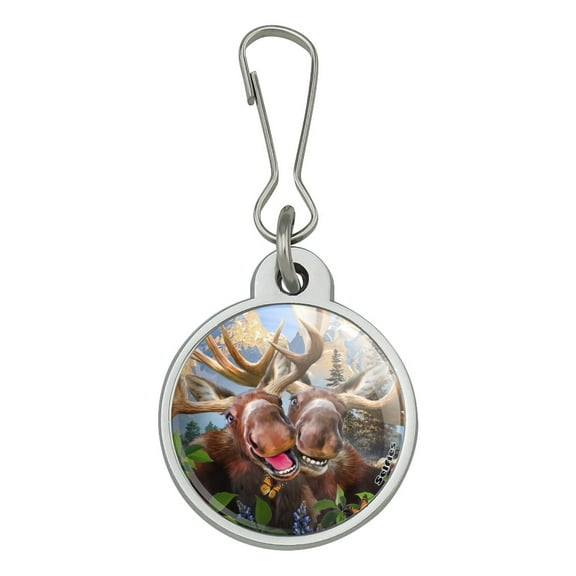 Moose Selfie Jacket Handbag Purse Luggage Backpack Zipper Pull Charm