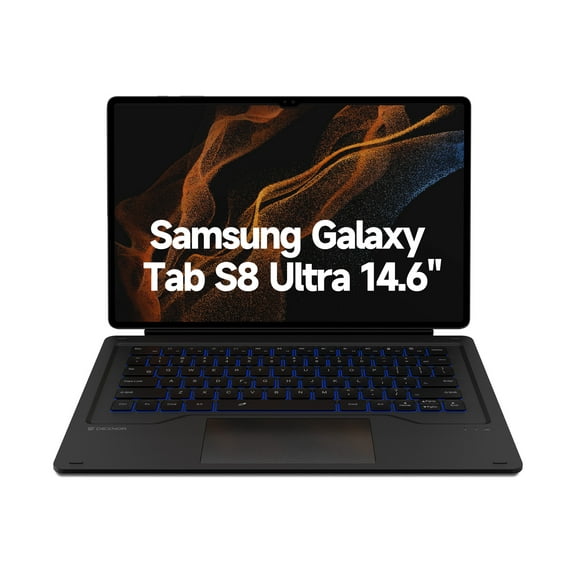 Dexnor Keyboard Case for Samsung Galaxy Tab S8 Ultra Keyboard 14.6 Inch Magnetic Detachable Book Cover Style Keyboard Multi-Touch Trackpad Backlit S Pen Holder-Black