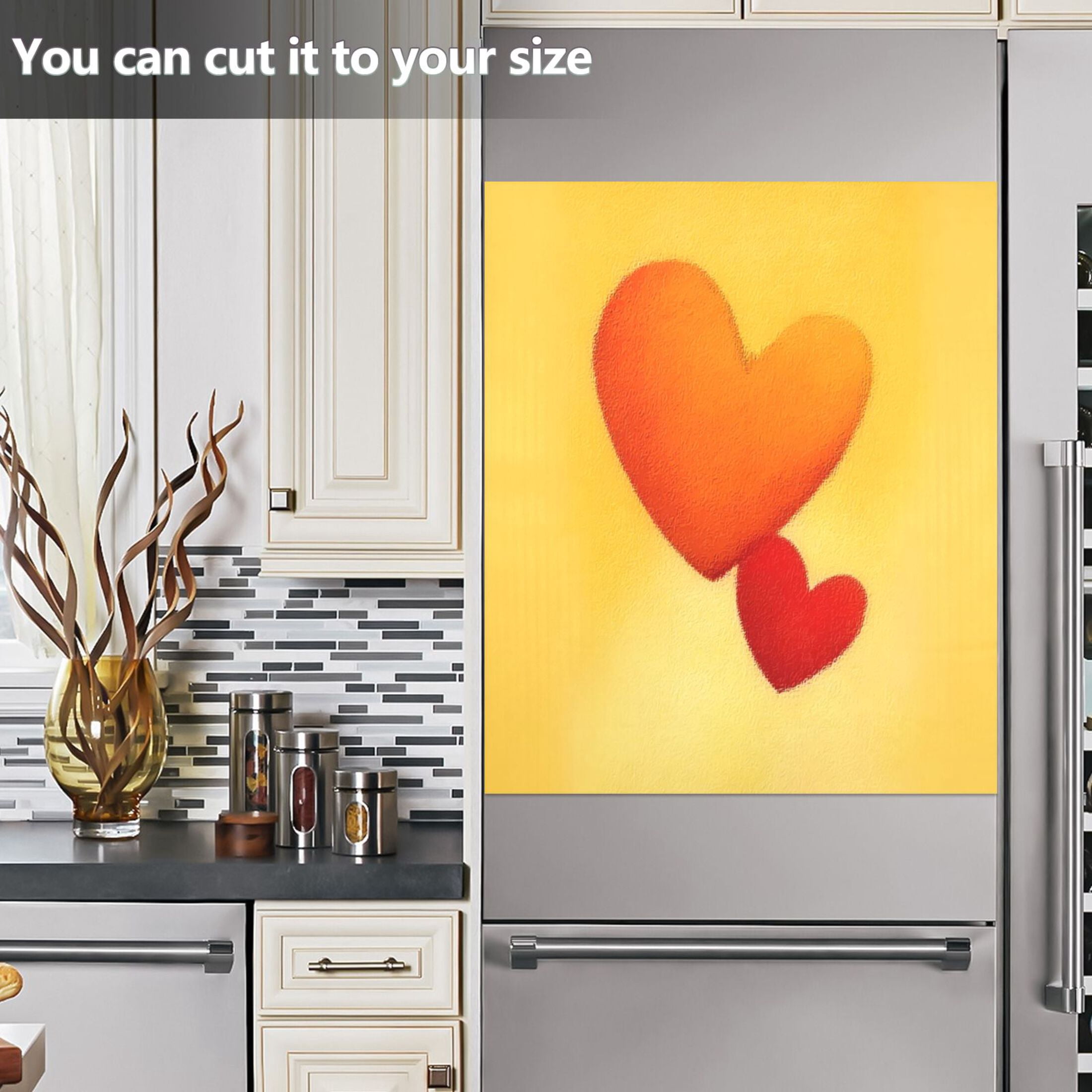 IAUYY Magnetic decorative sticker - 23x26 Inch PVC Refrigerator Decorative Cover, Removable DIY Art for Kitchen Appliances Heart