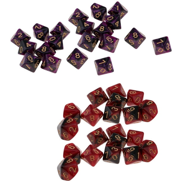 Dados de 10 caras,Juego de casino de dados de plástico de colores de dados poliédricos,Juego de rol Juego de dados Juego de mesa Accesorios,Dados de 10 caras Juego de dados de 16 mm Mesa de