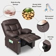 thumbnail image 6 of Resenkos Kids Recliner Chair with Cup Holder and Footrest for Children-Brown, Kids Chairs for Kids, 6 of 7