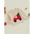 thumbnail image 4 of Baby Toddler Boy Girl Christmas Sweater 0 3 6 9 12 18 24 Months 2T 3T Car Embroidery Crew Neck Long Sleeve Pullover Tops for Fall Winter, 4 of 9