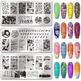 thumbnail image 1 of Juego de 3 placas para estampar uñas con textura de grafiti, números y letras, plantillas para manicura de estilo vintage, placas con imágenes de letras para uñas., 1 of 7