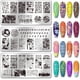 thumbnail image 1 of Juego de 3 placas para estampar uñas con textura de grafiti, números y letras, plantillas para manicura de estilo vintage, placas con imágenes de letras para uñas., 1 of 7