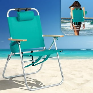 Nautica Portable Beach Chair, Rainbow Stripe, Double Cup Holder