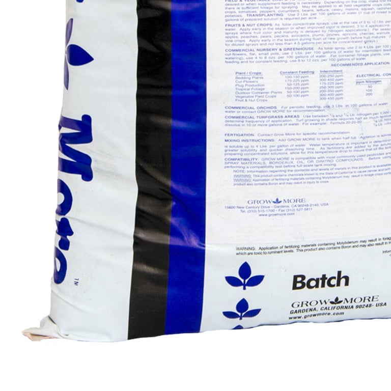 Grow More, Plant Fertilizer, Cold Water Soluble, 25 Pounds