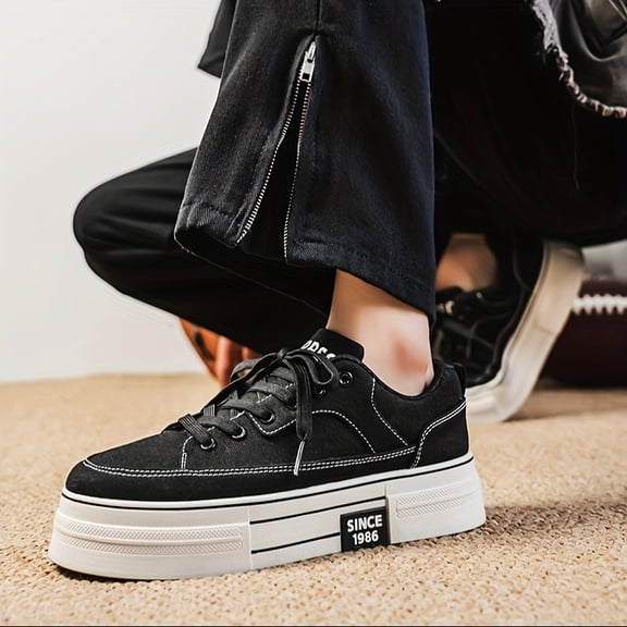 Thick-soled Height-increasing Men's Breathable Casual Shoes for Students Fashion Canvas Shoes,