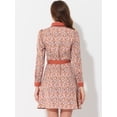 thumbnail image 4 of INSPIRE CHIC Vestido camisero de manga larga floral vintage con cuello en contraste y botones en la parte delantera para mujer Rosa L, 4 of 5