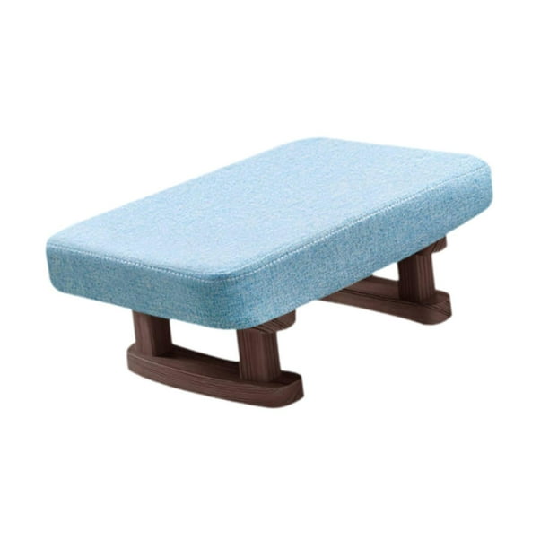 Lipstore Foot Rest with Wooden Legs Rectangle Short Step Stool for Bedroom Hotel Dorm Light Blue Walmart