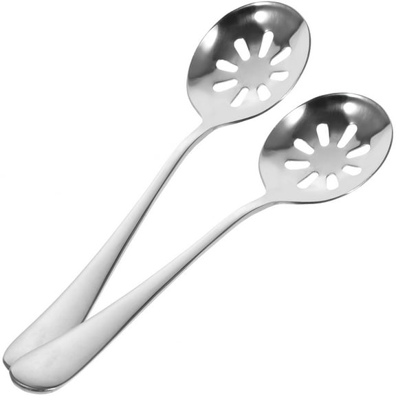 WHAMVOX Perforated Stainless Steel Serving Spoons for Cooking Silver Color 2 Pieces