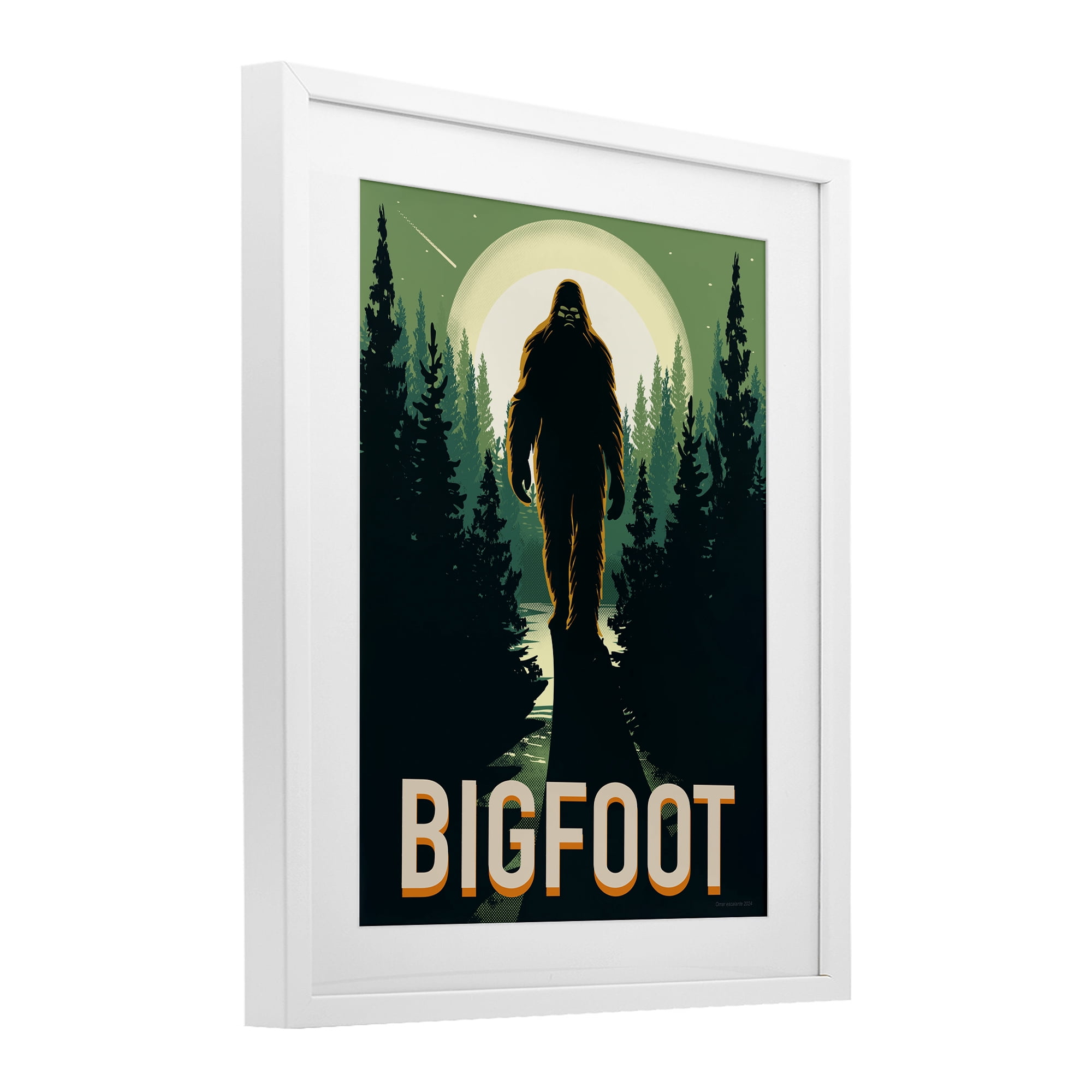 Stupell Industries Cryptid In The Woods White Framed Print Under Glass, design by Omar Escalante