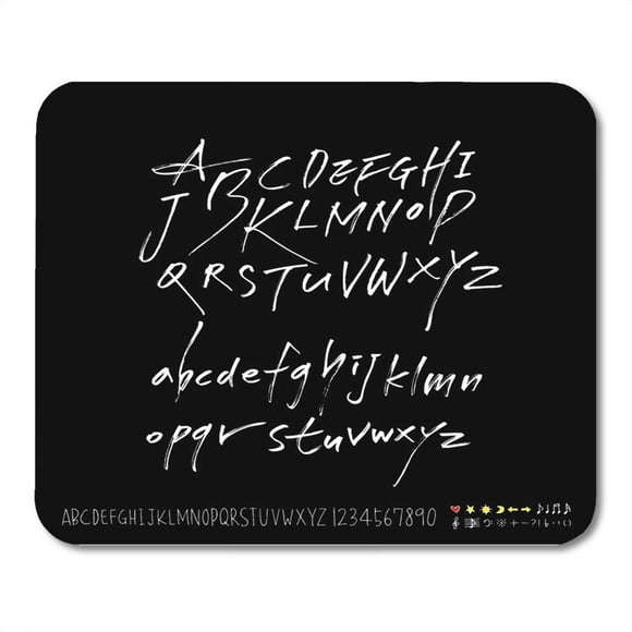 POGLIP Arrow ABC Hand Drawn Alphabet Number Abstract Calligraphy Mousepad Mouse Pad Mouse Mat 9x10 inch