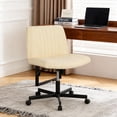 thumbnail image 2 of FDW Chaise Croisée, Roues Assise en Tailleur Bureau Moderne Pivotante Hauteur Réglable Siège Grand Tâche Informatique Confortable Tissu Sans Accoudoirs, Beige, 2 of 7