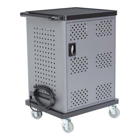 UPC: 0604747954192 | Oklahoma Sound DCC Series Modern Metal Duet Charging Cart with Storage in Black