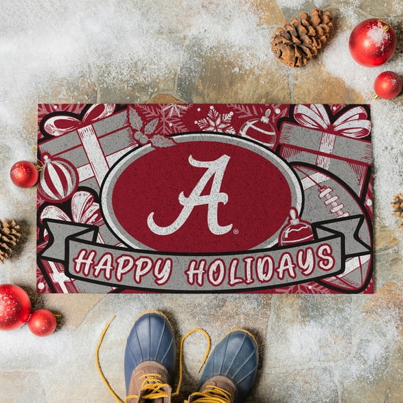Alabama Crimson Tide 28" x 16" Happy Holidays Christmas Turf Door Mat